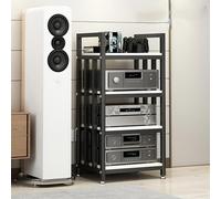 Supporto multifunzionale a 4 livelli per lettori DVD e CD, sistemi stereo, supporti multimediali AV, rack hi-fi, rack amplificatori, supporti multimediali audio/video con 4 ripiani in legno per casa