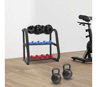Supporto multifunzione a 3 livelli, supporto per bilancieri, supporto kettlebell, capacità di carico 100 kg, per la conservazione di manubri, bilancieri e kettlebell