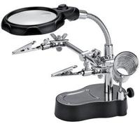 SUPPORTO MULTIFUNZIONE PER ELETTRONICA E SALDATURA CON LENTE 3,5-12x ILLUMINAZIONE TRAMITE 2 LED