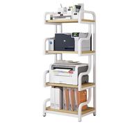 Supporto multifunzione per stampante a 4 livelli, rack regolabile da ufficio, mensola salvaspazio da pavimento per archiviazione multimediale domestica e AV (nero, 127 x 50 cm) - ideale per uso