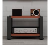Supporto multimediale ad angolo con mensola - Armadio audio a 2 livelli per lettore DVD, console di gioco, TV Box, marrone per soggiorno e centro di intrattenimento