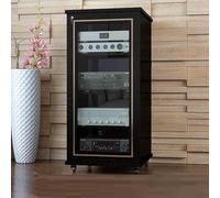 Supporto multimediale audio-video con ruote, moderno armadio AV per archiviazione multimediale, facile da montare, torre rack audio per casa e ufficio