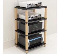 Supporto Multimediale AV a 2/3/4 Livelli Rack Audio for Archiviazione Aperta, Armadio Multimediale con Poggiapiedi Silenzioso, Supporto TV Multiuso for Casa/ufficio/teatro(Black,4-Tier)