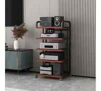 Supporto multimediale AV a 3/4/5 ripiani, mensola angolare con ruote, armadietto stereo moderno e rack audio, spazio aperto per apparecchiature HiFi, elegante torre multimediale (rosso, 50 x 40 cm)