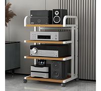Supporto multimediale AV a 3/4/5 ripiani, mensola angolare con ruote, armadietto stereo moderno e rack audio, spazio aperto per apparecchiature HiFi, elegante torre multimediale (rosso, 50 x 40 cm)