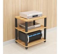 Supporto multimediale AV a 3 Livelli, Rack Audio Aperto per componenti Stereo, Centro di intrattenimento angolare con Cuscinetti silenziosi, Finitura in Legno, Ideale per casa/Ufficio/teatro