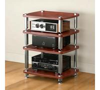 Supporto multimediale AV a 4 livelli, armadio stereo, armadio for componenti video Torre rack audio for lettore DVD Console di gioco TV Box Router WiFi(Brown,4 Tier)