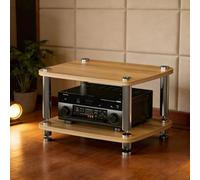 Supporto multimediale AV a 4 livelli, armadio stereo, armadio for componenti video Torre rack audio for lettore DVD Console di gioco TV Box Router WiFi(Beige,2 Tier)