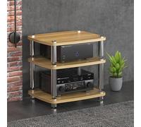 Supporto multimediale AV a 4 livelli, Cabinet for altoparlanti HiFi con smorzamento delle vibrazioni for lettore DVD, console di gioco, TV box(Beige,3 Tier)