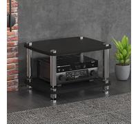 Supporto multimediale AV a 4 livelli, Cabinet for altoparlanti HiFi con smorzamento delle vibrazioni for lettore DVD, console di gioco, TV box(Nero,2 Tier)