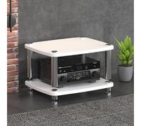 Supporto multimediale AV a 4 livelli, Cabinet for altoparlanti HiFi con smorzamento delle vibrazioni for lettore DVD, console di gioco, TV box(White,2 Tier)