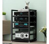 Supporto Multimediale Av a 4 Livelli Componenti Staffa Acciaio Inossidabile | Rack Stereo for Dvd e Giochi, Adatto for Soggiorni, Uffici e Studi di Registrazione(Black)