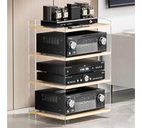 Supporto multimediale AV a 4 livelli in acrilico trasparente con ripiani regolabili, moderno contenitore HiFi per console di gioco, giradischi e componenti stereo (40 x 52,2 x 79,4 cm)