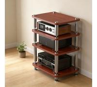 Supporto multimediale AV a 4 livelli, spazio di archiviazione all'aperto, design modulare, supporto audio for lettori DVD/console di gioco/TV box(Brown,4 Tier)