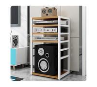 Supporto multimediale AV a 5 livelli, rack audio video con ripiani aperti per soggiorno, giochi e sala di registrazione, armadietto per Home Theater in legno di pomelo, 55 x 40 x 96 cm