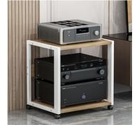 Supporto multimediale AV angolare a 2 Livelli, Ripiani in Legno Regolabili per Lettori Dvd e componenti Stereo, Elegante scaffale Audio per casa, Ufficio e teatro - Finitura Bianca