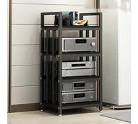 Supporto multimediale AV angolare a 3/4 livelli per giradischi Armadio stereo in legno Altezza regolabile Rack audio Console TV Salvaspazio Centro di intrattenimento Audio-Visivo Scaffale Torre