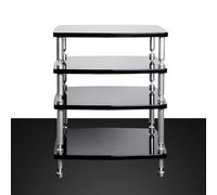 Supporto multimediale AV angolare a 4 ripiani, moderno ripiano per TV da gioco e rack audio, torre stereo compatto per sala giochi/registrazione, adatto a TV fino a 33 pollici (59 x 49 x 83 cm)