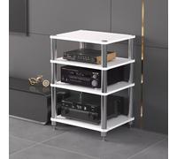 Supporto multimediale AV - Armadio stereo a 4 livelli e centro di intrattenimento per giradischi, mensola portaoggetti per casa, ufficio e teatro, elegante console angolare per media nization