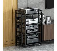 Supporto multimediale AV con ruote, supporto multimediale per componenti AV, mobiletto per console con ripiani regolabili, per soggiorno, console stereo per videogiochi, lettore DVD(4 layers)