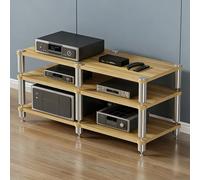 Supporto Multimediale AV for Carichi Pesanti, Rack Audio Multifunzionale con Punte che Assorbono le Vibrazioni, Scaffali Audio-video, for Casa, Ufficio, Teatro(Natural wood,3-Tier)