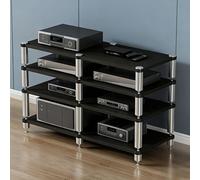 Supporto Multimediale AV for Carichi Pesanti, Rack Audio Multifunzionale con Punte che Assorbono le Vibrazioni, Scaffali Audio-video, for Casa, Ufficio, Teatro(Black,4-Tier)