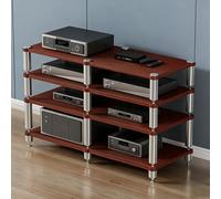 Supporto Multimediale AV for Carichi Pesanti, Rack Audio Multifunzionale con Punte che Assorbono le Vibrazioni, Scaffali Audio-video, for Casa, Ufficio, Teatro(Brown,4-Tier)