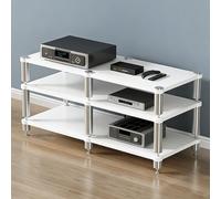 Supporto Multimediale AV for Carichi Pesanti, Rack Audio Multifunzionale con Punte che Assorbono le Vibrazioni, Scaffali Audio-video, for Casa, Ufficio, Teatro(White,3-Tier)