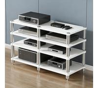 Supporto Multimediale AV for Carichi Pesanti, Rack Audio Multifunzionale con Punte che Assorbono le Vibrazioni, Scaffali Audio-video, for Casa, Ufficio, Teatro(White,4-Tier)