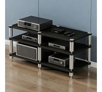 Supporto Multimediale AV for Carichi Pesanti, Rack Audio Multifunzionale con Punte che Assorbono le Vibrazioni, Scaffali Audio-video, for Casa, Ufficio, Teatro(Black,3-Tier)