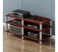 Supporto Multimediale AV for Carichi Pesanti, Rack Audio Multifunzionale con Punte che Assorbono le Vibrazioni, Scaffali Audio-video, for Casa, Ufficio, Teatro(Brown,3-Tier)