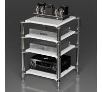 Supporto Multimediale Av for Carichi Pesanti, Rack for Acciaio Inossidabile | Scaffale for Apparecchiature Av a 3/4 Livelli,Armadio Dvd for Soggiorni,Uffici e Studi Registrazione(White,4 Tiers)
