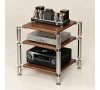 Supporto Multimediale Av for Carichi Pesanti, Rack for Acciaio Inossidabile | Scaffale for Apparecchiature Av a 3/4 Livelli,Armadio Dvd for Soggiorni,Uffici e Studi Registrazione(Walnut,3 Tiers)