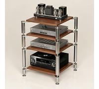 Supporto Multimediale Av for Carichi Pesanti, Rack for Acciaio Inossidabile | Scaffale for Apparecchiature Av a 3/4 Livelli,Armadio Dvd for Soggiorni,Uffici e Studi Registrazione(Walnut,4 Tiers)