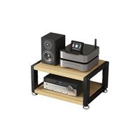 Supporto multimediale AV Hi-Fi a 2 livelli, giradischi angolare e ripiano | I ripiani aperti consentono il flusso d'aria intorno alle console di gioco e mantengono lettori DVD, scatole per cavi e