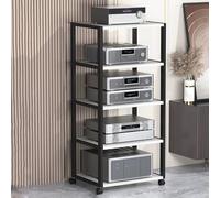 Supporto multimediale AV HiFi con ruote, registratore regolabile e rack per DVD, torre per componenti stereo, mensola per console di intrattenimento, per casa/ufficio/teatro