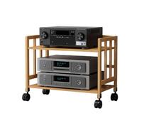 Supporto multimediale AV in bambù regolabile in altezza con ruote 2/3/4/5 livelli Audio Rack per Home Theater Hi-Fi Componente stereo nizer 53 cm/20.9 pollici Altezza 70 cm/27.6 pollici Lunghezza