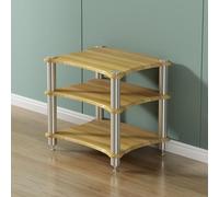 Supporto multimediale AV in legno a 4 ripiani, mensola angolare per giradischi e stereo, rack per intrattenimento per DVD/console di gioco/router, mobili eleganti per sala giochi e studio (60 x 48 cm)