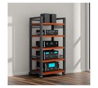 Supporto Multimediale AV Mobile A 5 Livelli, Ripiano In Legno Regolabile In Altezza For HiFi, Lettore CD E Stereo, Perfetto For Soggiorno O Ufficio Domestico(Rouge)