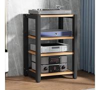 Supporto Multimediale AV Mobile Stereo Hi Fi Rack, Scaffalature Audio-Video con Ripiani Regolabili, Armadietto Moderno per Componenti Stereo per Lettore DVD(Yellow,85cm/33.5in)