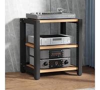 Supporto Multimediale AV Mobile Stereo Hi Fi Rack, Scaffalature Audio-Video con Ripiani Regolabili, Armadietto Moderno per Componenti Stereo per Lettore DVD(Yellow,64cm/25.2in)