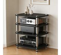 Supporto multimediale AV Open Air Design, cabinet for altoparlanti HiFi Split con smorzamento delle vibrazioni, piccolo centro di intrattenimento for sala giochi, studio di registrazione(Nero,4 Tier)