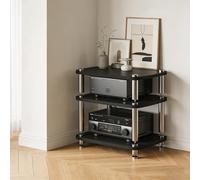 Supporto multimediale AV Open Air Design, cabinet for altoparlanti HiFi Split con smorzamento delle vibrazioni, piccolo centro di intrattenimento for sala giochi, studio di registrazione(Nero,3 Tier)