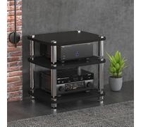 Supporto Multimediale AV Open Air Design, Moderno Scaffale Stereo In Legno Con Tappetino, Piccolo Centro Di Intrattenimento For Soggiorno, Sala Giochi, Studio Di Registrazione(Nero,1 Tier)