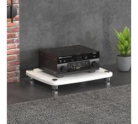 Supporto Multimediale AV Open Air Design, Moderno Scaffale Stereo In Legno Con Tappetino, Piccolo Centro Di Intrattenimento For Soggiorno, Sala Giochi, Studio Di Registrazione(White,1 Tier)