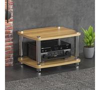 Supporto Multimediale AV Open Air Design, Moderno Scaffale Stereo In Legno Con Tappetino, Piccolo Centro Di Intrattenimento For Soggiorno, Sala Giochi, Studio Di Registrazione(Beige,2 Tier)