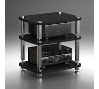 Supporto multimediale AV Open Air Design, supporto multimediale AV con punte, mobile stereo, piccolo centro di intrattenimento for soggiorno, sala giochi, studio di registrazione(Nero,3 Tier)