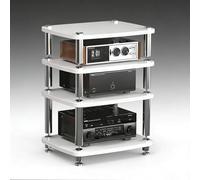 Supporto multimediale AV Open Air Design, supporto multimediale AV con punte, mobile stereo, piccolo centro di intrattenimento for soggiorno, sala giochi, studio di registrazione(White,3 Tier)