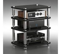 Supporto multimediale AV Open Air Design, supporto multimediale AV con punte, mobile stereo, piccolo centro di intrattenimento for soggiorno, sala giochi, studio di registrazione(Nero,4 Tier)