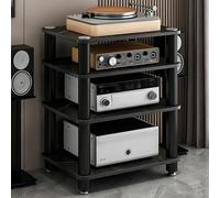 Supporto Multimediale Av Rack Audio Ripiano for Dvd dal Design Aperto | Rack for Apparecchiature Stereo Multistrato for Casa, Ufficio, Teatro, Pedane Ammortizzanti(Black,4 Tier)